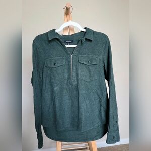 Madewell Green Quarter-Zip Flannel